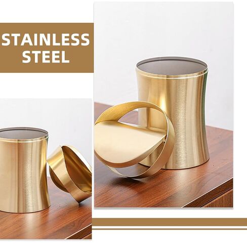 Garneck Small Desktop Trash Can with Lid, 1.5l Gold Stainless Steel Mini Garbage Bin for Bathroom Office Kitchen Countertop Wastebasket in Kuwait