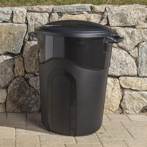 32 Gallon Heavy Duty Waste Container, Injection Molded Construction Garbage Can with Secure Click Lock Lid, Spacious Bin for Yard Leaves, Trash and Garage Clutter Storage in Kuwait
