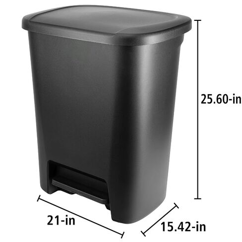 Kitchen Trash Can 20.1 Gallon Plastic Step Garbage Bin with Foot Pedal Lid, Black – Hands-Free, Durable, Rectangular, Fits 30/20 Gal Bags in Kuwait