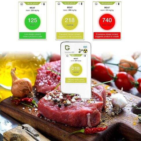 Greennovo شاشة قراءة فورية تعمل باللمس اللحوم والفواكه والخضروات اختبار نترات المياه عداد TDS PPM محلل ومجموعة عداد جيجر للأغذية (أبيض) in Kuwait