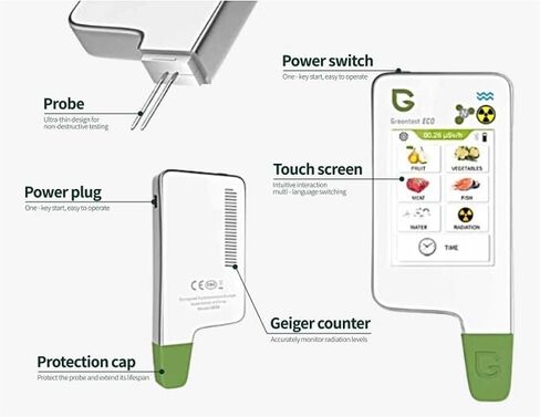 Greennovo شاشة قراءة فورية تعمل باللمس اللحوم والفواكه والخضروات اختبار نترات المياه عداد TDS PPM محلل ومجموعة عداد جيجر للأغذية (أبيض) in Kuwait