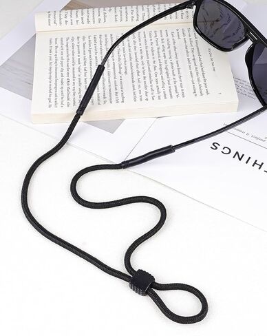 حزام نظارات مجدول من BILIONE، حبل للنظارات والنظارات الشمسية للرجال والنساء، حامل نظارات عين سوداء حول الرقبة للرياضة، حبل أمان لثبات النظارات قابل للتعديل، عبوة من 3 قطع in Kuwait