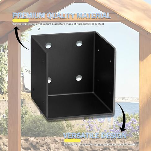2pcs Pergola Wall Mount Bracket,11 Gauge(3 mm Thick),Universal Fit (2, 6X6) | For 6x6 Posts,Joist Hanger Inner Width:5-1/2",Easy Installation –for Patio Covers, Gazebos & Outdoor Structures in Kuwait