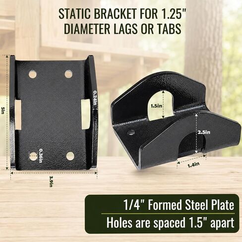 Stainless Steel Treehouse Static Bracket for 1.25" Lag Bolts/TAB-Style Attachment Bolts, Black Powder-Coated Support Plate for Outdoor Platform, Deck & Wood Beam in Kuwait