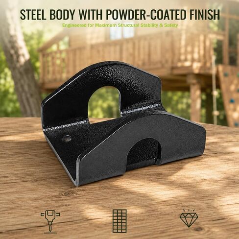 Stainless Steel Treehouse Static Bracket for 1.25" Lag Bolts/TAB-Style Attachment Bolts, Black Powder-Coated Support Plate for Outdoor Platform, Deck & Wood Beam in Kuwait