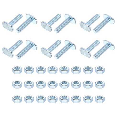 PATIKIL 1/4"-20 x 1 T Track Bolts, 12 Pack T Slot Bolts Universal with 24 Pack 1/4" Hex Nuts for Woodworking Jigs Fixture Accessories Hardware, Silver in Saudi Arabia