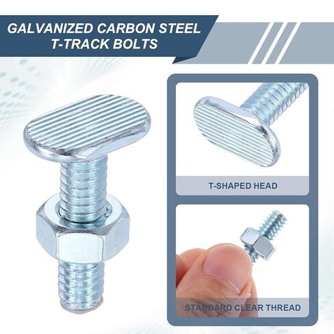 PATIKIL 1/4"-20 x 1 T Track Bolts, 12 Pack T Slot Bolts Universal with 24 Pack 1/4" Hex Nuts for Woodworking Jigs Fixture Accessories Hardware, Silver in Saudi Arabia