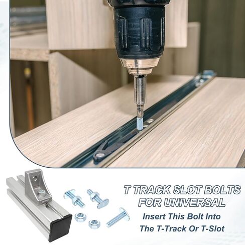 PATIKIL 1/4"-20 x 1 T Track Bolts, 12 Pack T Slot Bolts Universal with 24 Pack 1/4" Hex Nuts for Woodworking Jigs Fixture Accessories Hardware, Silver in Saudi Arabia
