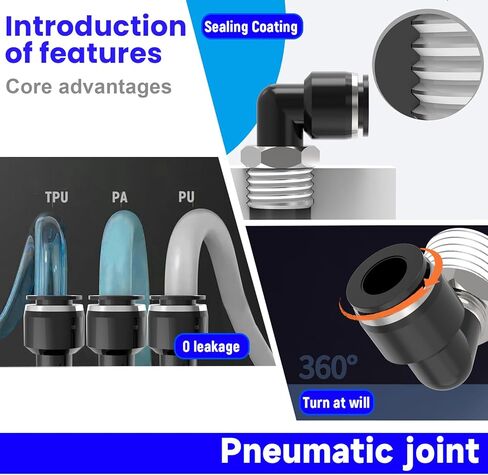 12-PACK 3/8" Tube OD x 1/4" NPT Thread Male Straight and Elbow Push to Connect Fittings Kit,PC-3/8-N2+PL-3/8-N2 Pneumatic Quick Connect Air Line Hose Fittings in Kuwait