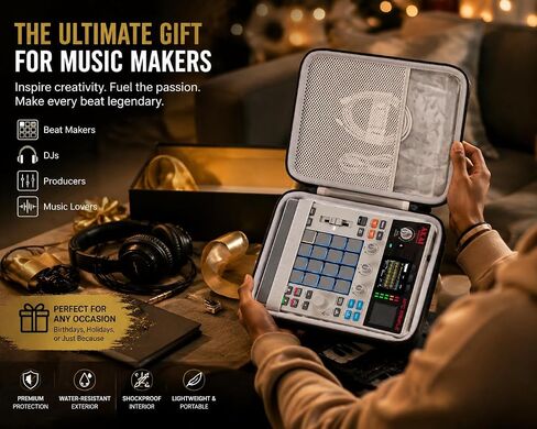 حقيبة سفر صلبة متوافقة مع جهاز أخذ العينات المحمول المستقل Akai Professional MPC، حقيبة حمل (رمادي-أسود) in Kuwait