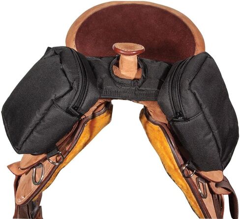 Dura-Tech Padded Insulated Saddle Horn Bag | Color Black | Trail Riding Essential for Horse | Secured & Lightweight Design | Durable 600D Nylon Compartments in Kuwait