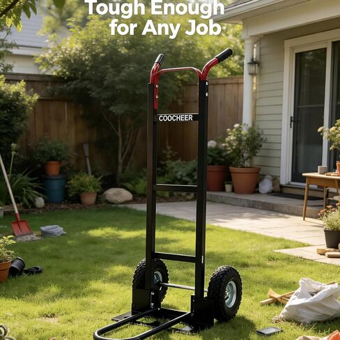 COOCHEER Heavy Duty Hand Truck, 600 LBS Capacity Aluminum Dolly Cart with 10 Inch Pneumatic Tires, Lightweight Industrial Hand Cart for Moving, Warehouse, Home and Office Use, 51 Inch Tall in Kuwait