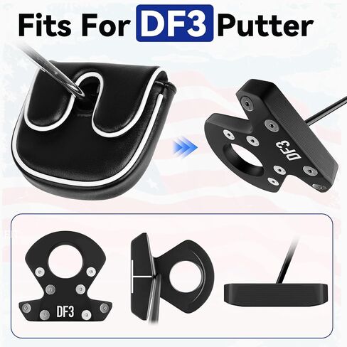 Golf Putter Cover for DF3 LAB with America Flag Center Shaft Putter Cover | USA Patriotism Magnetic Closure Black PU Leather Golf Putter Headcover Golf Gift for Men Women in Kuwait