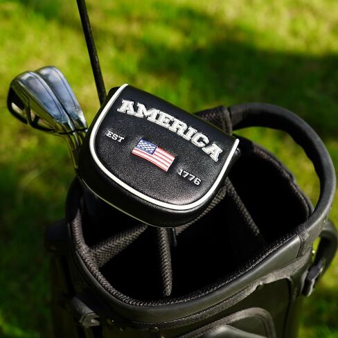 Golf Putter Cover for DF3 LAB with America Flag Center Shaft Putter Cover | USA Patriotism Magnetic Closure Black PU Leather Golf Putter Headcover Golf Gift for Men Women in Kuwait