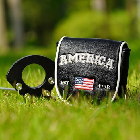 Golf Putter Cover for DF3 LAB with America Flag Center Shaft Putter Cover | USA Patriotism Magnetic Closure Black PU Leather Golf Putter Headcover Golf Gift for Men Women in Kuwait