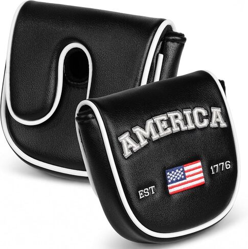 Golf Putter Cover for DF3 LAB with America Flag Center Shaft Putter Cover | USA Patriotism Magnetic Closure Black PU Leather Golf Putter Headcover Golf Gift for Men Women in Kuwait