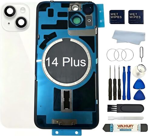 Back Glass Replacement for iPhone 14 6.1inch ​Back Cover with Integrated Stand and Camera Frame +Tools (Black, 14) in Kuwait