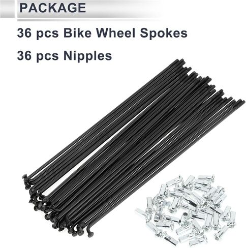 1 Set Universal Bicycle Spokes 12G 163mm Length Bike Wheel Spokes Nipple Black Carbon Steel in Kuwait