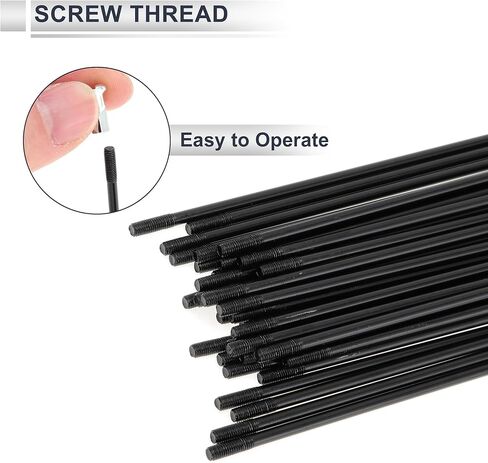 1 Set Universal Bicycle Spokes 12G 163mm Length Bike Wheel Spokes Nipple Black Carbon Steel in Kuwait