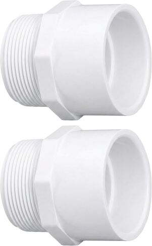 White PVC Pipe Fittings, 1 Inch NPT Male Thread PVC Pipe Fitting Adapter Connector, Sch40 PVC Pipe Coupling, Socket x NPT Male -2 pcs in Kuwait