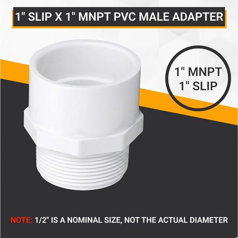 White PVC Pipe Fittings, 1 Inch NPT Male Thread PVC Pipe Fitting Adapter Connector, Sch40 PVC Pipe Coupling, Socket x NPT Male -2 pcs in Kuwait