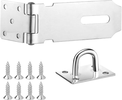 Door Latch Hasp Lock Hasp Door Latches Gate Latches Stainless Steel Lock Latch Heavy Duty Padlock Hasp with Screws for Mailbox Drawer Closet Fence Door Window Cabinets 4Inch in Kuwait