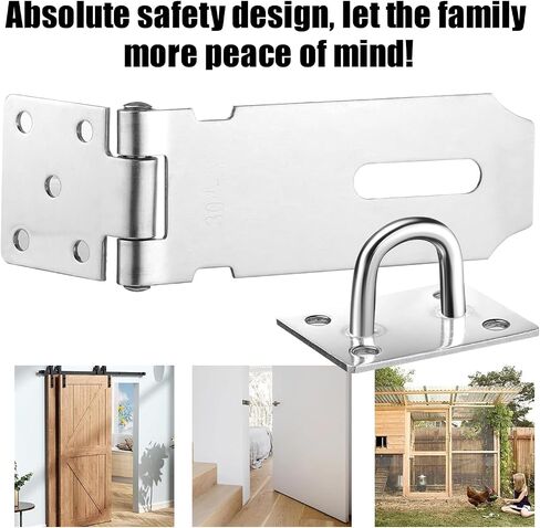 Door Latch Hasp Lock Hasp Door Latches Gate Latches Stainless Steel Lock Latch Heavy Duty Padlock Hasp with Screws for Mailbox Drawer Closet Fence Door Window Cabinets 4Inch in Kuwait