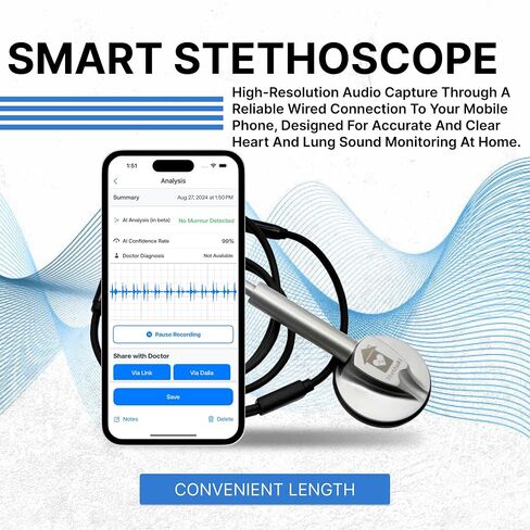 StethoAI™ 1st Gen Stethoscope Integrated with Dalia™ AI Platform — Monitor Your Key Health Indicators in One Place — Instant Analysis in 10 seconds — Effortlessly Share Your Health Readings from Anywhere with Anyone in Kuwait