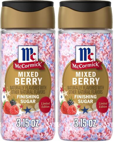 McCormick Finishing Sugar, Mixed Berry, Limited Edition, Sweet Berry Flavors, Sprinkle on Breakfast and Dessert Favorites, Garnish Beverages, 3.15 oz (Pack of 2) in Kuwait