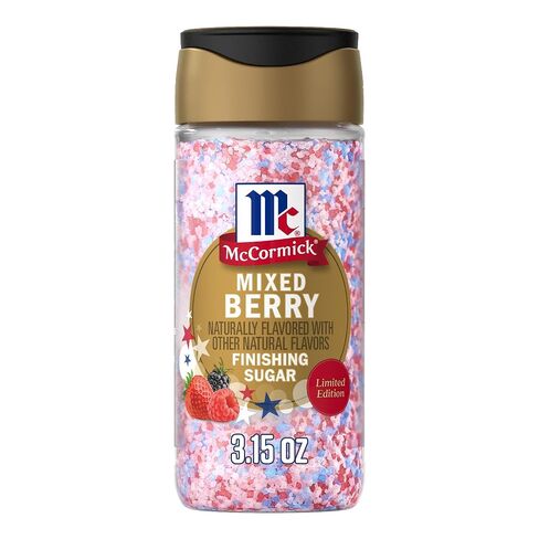 McCormick Finishing Sugar, Mixed Berry, Limited Edition, Sweet Berry Flavors, Sprinkle on Breakfast and Dessert Favorites, Garnish Beverages, 3.15 oz (Pack of 2) in Kuwait