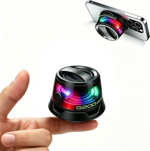 مكبر صوت بلوتوث صغير مغناطيسي مع أضواء RGB، مجموعة مكبرات صوت ستيريو لاسلكية مزدوجة، مكبرات صوت صغيرة محمولة مع حامل هاتف للسيارة والدراجة المكتبية والمنزل في الهواء الطلق، أسود in Kuwait