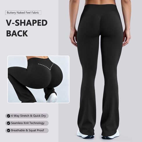 JGS996 Mini Flared Impact Leggings for Women Tummy Control Seamless Hidden Scrunch Butt Lift Workout Legging Flare Yoga Pants in Kuwait