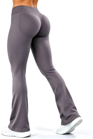 JGS996 Mini Flared Impact Leggings for Women Tummy Control Seamless Hidden Scrunch Butt Lift Workout Legging Flare Yoga Pants in Kuwait