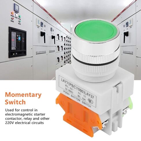 Long Lifespan Auto Reset Flat Head Green Push Button Momentary Switch for 220V Electrical Circuits in Kuwait