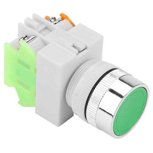 Long Lifespan Auto Reset Flat Head Green Push Button Momentary Switch for 220V Electrical Circuits in Kuwait