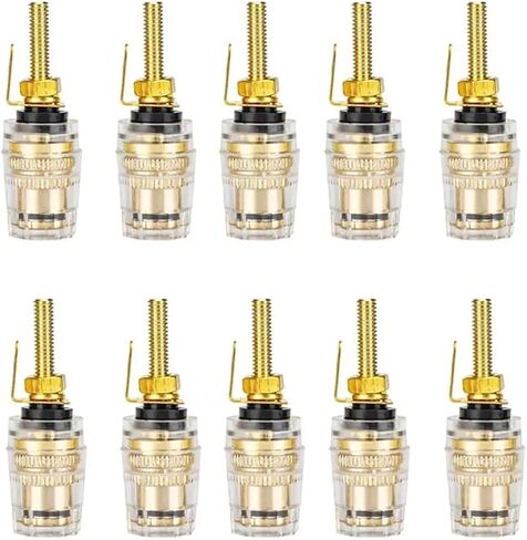 10Pcs/Set Speaker Gold Plated Terminal Binding Post 4mm Banana Plug Socket Low Frequency Amplifier Connector for Loudspeakers(5 Red 5 Black Long) in Kuwait