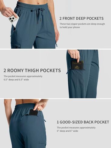 KWZ Womens Hiking Pants Lightweight Cargo Pants | Quick Dry Water Resistant Travel Casual Safari Golf Athletic Pants Zipper Pockets in Kuwait