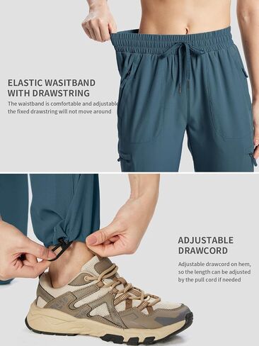 KWZ Womens Hiking Pants Lightweight Cargo Pants | Quick Dry Water Resistant Travel Casual Safari Golf Athletic Pants Zipper Pockets in Kuwait