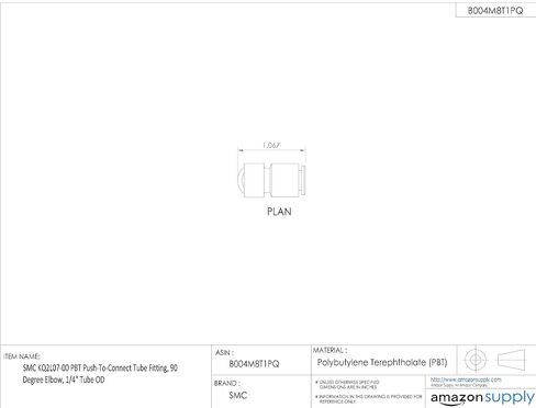 SMC KQ2L07-00A PBT تركيب أنبوب الدفع للتوصيل، كوع اتحاد 90 درجة، أنبوب 1/4 بوصة OD in Kuwait