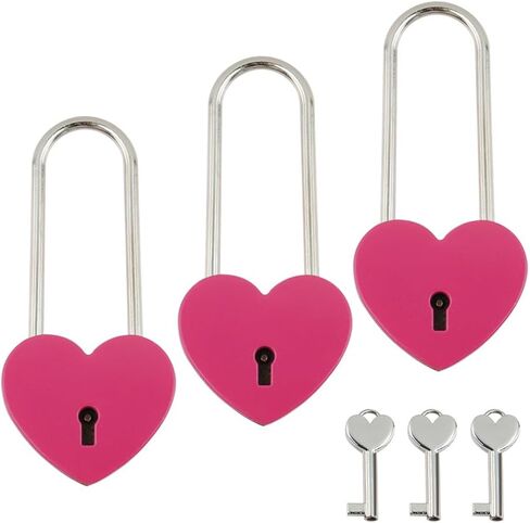 T Tulead Heart Locks Zinc Alloy Heart Shaped Padlocks Purple, 3.86"×1.73", 3PCS with Key, for Locker, Diary Book, Jewelry Box in Kuwait
