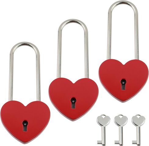 T Tulead Heart Locks Zinc Alloy Heart Shaped Padlocks Purple, 3.86"×1.73", 3PCS with Key, for Locker, Diary Book, Jewelry Box in Kuwait