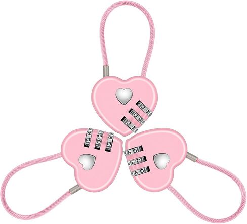 3Pcs 3 Digit Combination Lock for Locker, Pink Heart Locker Lock, Mini Luggage Locks Cute Combo Locks for Backpack Luggage Lockers Jewelry Boxes in Kuwait