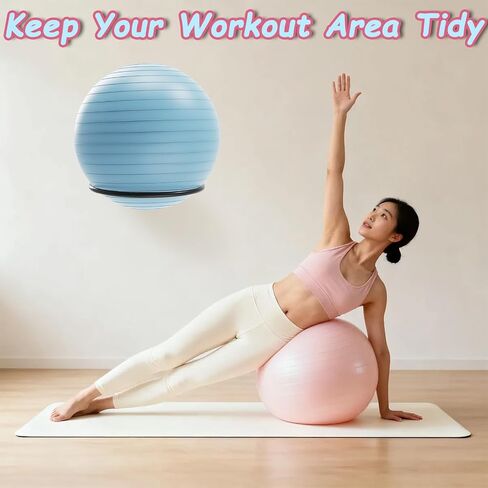 Yoga Ball Wall Mount(2PCS), Adjustable Exercise Ball Holder,Compatible with 14 to 30 Inch Stability Ball, for Home Gym, Storage Room & Physical Therapy Clinic in Kuwait