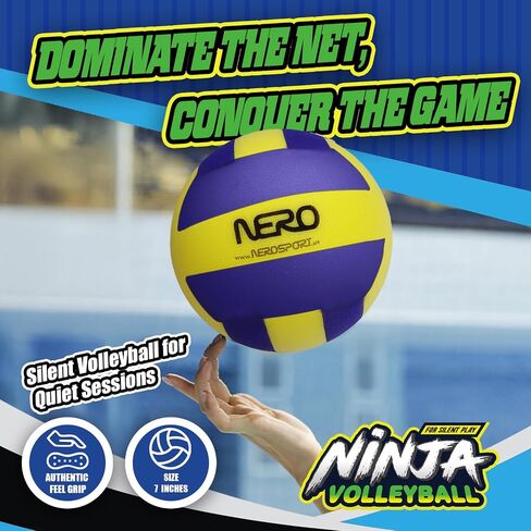 كرة الطائرة الصامتة الناعمة للأماكن المغلقة من NERO SPORT Ninja للأطفال - كرة طائرة إسفنجية صامتة للتمرين في الأماكن المغلقة | كرة تدريب الكرة الطائرة ذات الملمس الناعم بدون لدغة in Kuwait