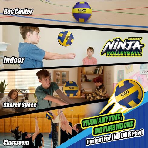 كرة الطائرة الصامتة الناعمة للأماكن المغلقة من NERO SPORT Ninja للأطفال - كرة طائرة إسفنجية صامتة للتمرين في الأماكن المغلقة | كرة تدريب الكرة الطائرة ذات الملمس الناعم بدون لدغة in Kuwait