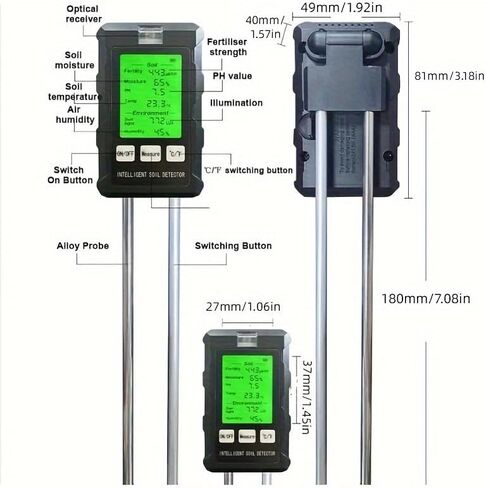 6 in 1 soil Moisture Sunlight Ph Meter .1pc for Temperature, Humidity, Soil Fertility .Garden Plants Flowers Sensor in Kuwait