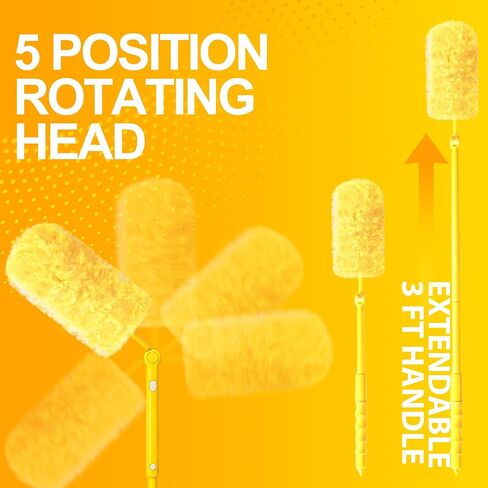 Duster Refills for Swiffer 100 Count with 1 Handle, Heavy Duty 4X Microfiber 360° Swivel Disposable Dusting Pads for Multi-Surface Cleaning - Unscented in Kuwait