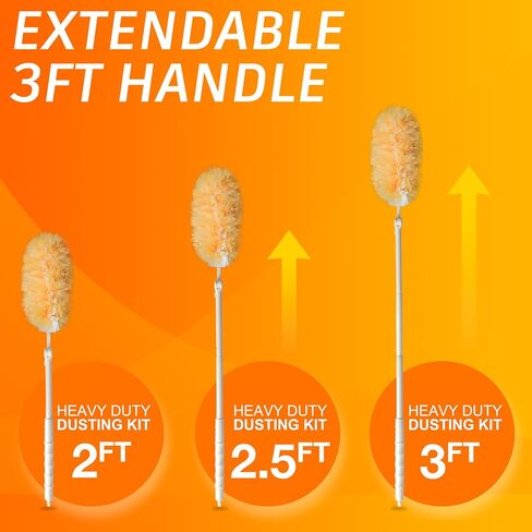 Duster Refills for Swiffer 100 Count with 1 Handle, Heavy Duty 4X Microfiber 360° Swivel Disposable Dusting Pads for Multi-Surface Cleaning - Unscented in Kuwait