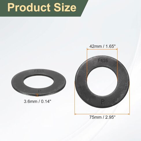 uxcell 5 Pcs SAE 1-1/2" Black Flat Washers, 45# Steel SAE Metal Washer for Screws and Bolts (ASTM F436) in Kuwait