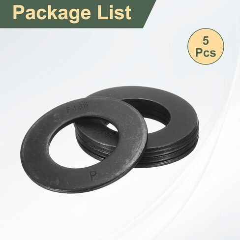uxcell 5 Pcs SAE 1-1/2" Black Flat Washers, 45# Steel SAE Metal Washer for Screws and Bolts (ASTM F436) in Kuwait